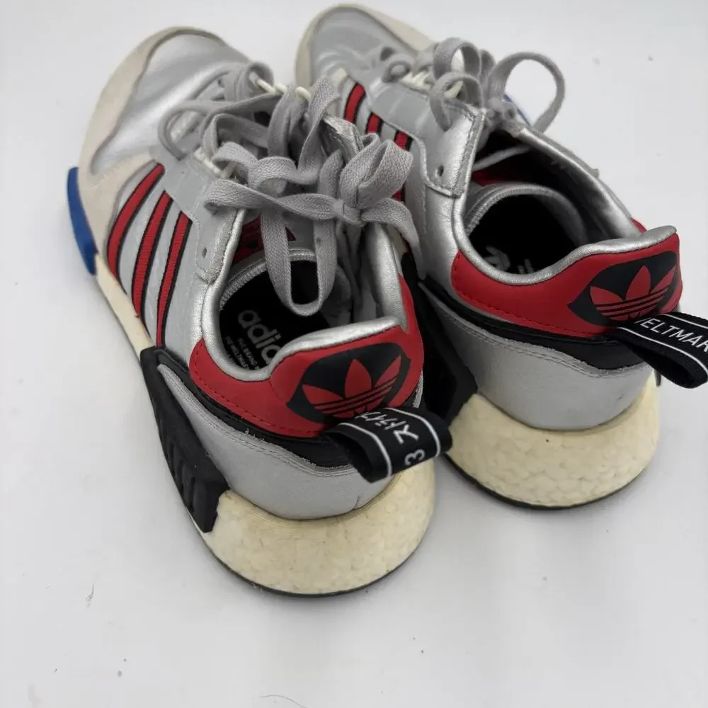 Adidas Rising Star NMD R1 Men's Size 8.5 D Silver And Red Leather Sneakers